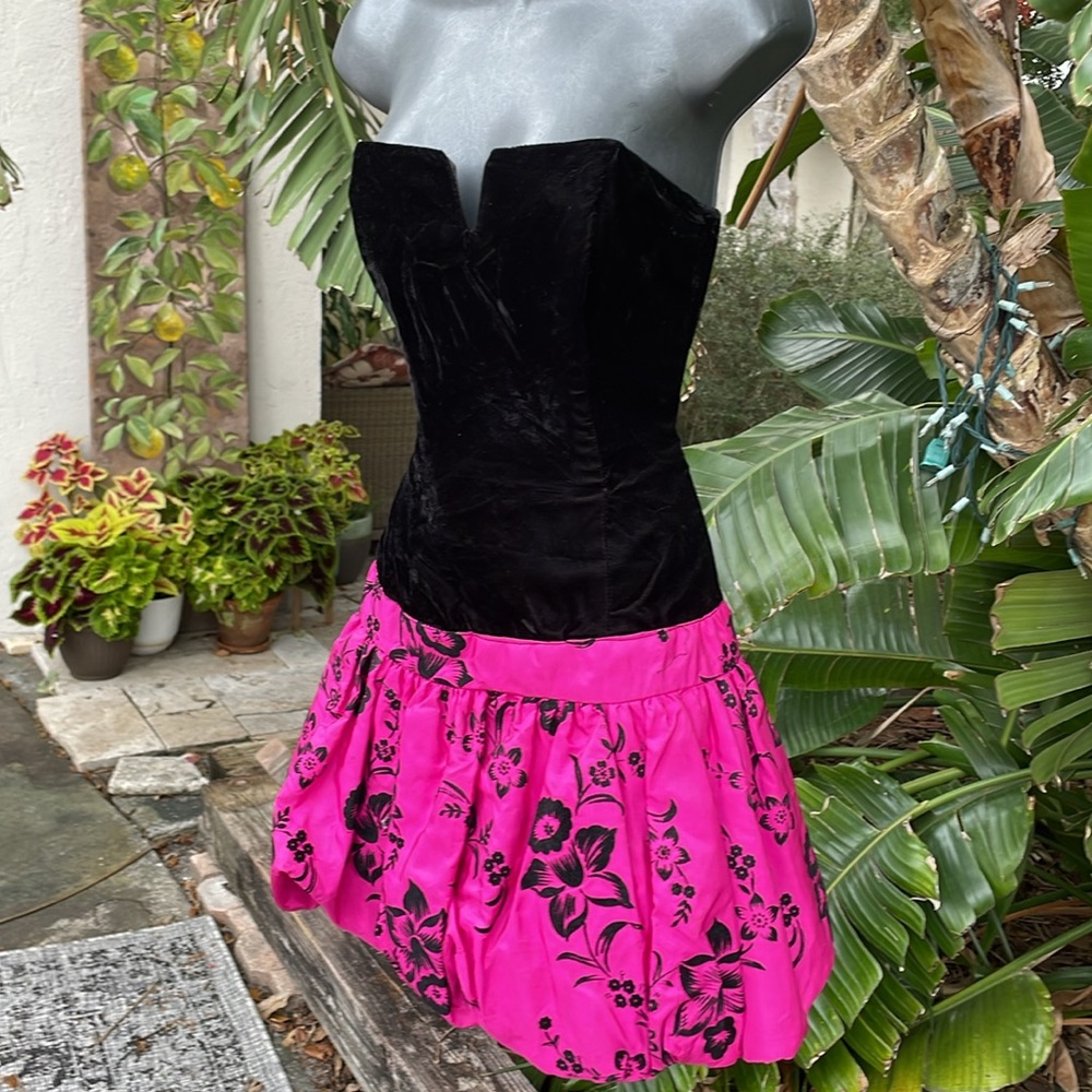 Vintage, Roberta, corset velvet and satin drop waist bubble skirt